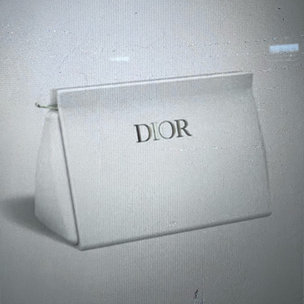 New DIOR Logo white & Metallic Gold Velvet Makeup Bag Pouch Clutch
